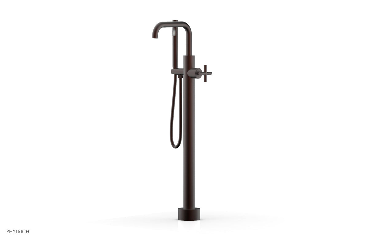 Phylrich 120-46-01-05W TRANSITION Tall Floor Mount Tub Filler - Cross Handle with Hand Shower 120-46-01 - Weathered Copper