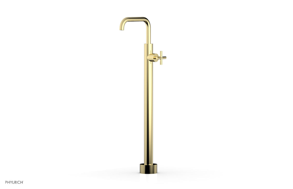 Phylrich 120-46-02-003 TRANSITION Tall Floor Mount Tub Filler - Cross Handle 120-46-02 - Polished Brass