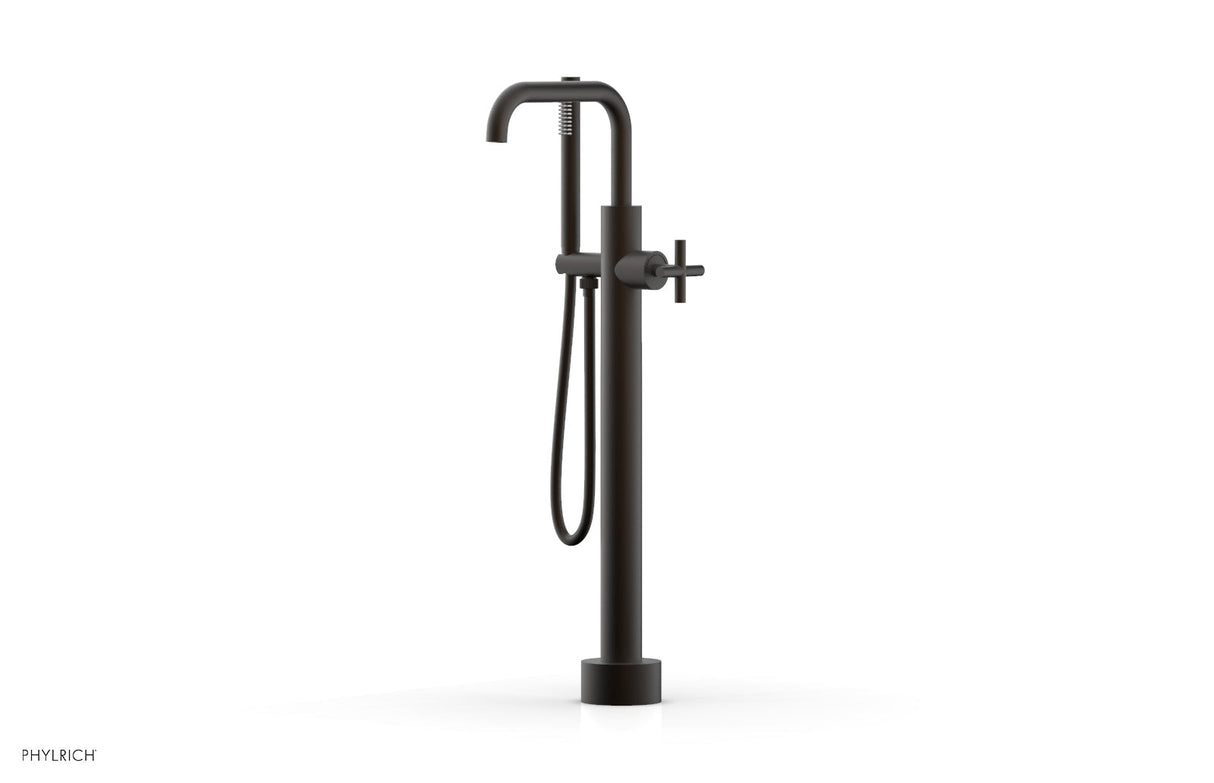Phylrich 120-46-03-10B TRANSITION Low Floor Mount Tub Filler - Cross Handle with Hand Shower 120-46-03 - Oil Rubbed Bronze