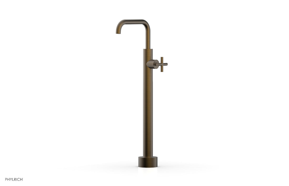 Phylrich 120-46-04-OEB TRANSITION Low Floor Mount Tub Filler - Cross Handle 120-46-04 - Old English Brass