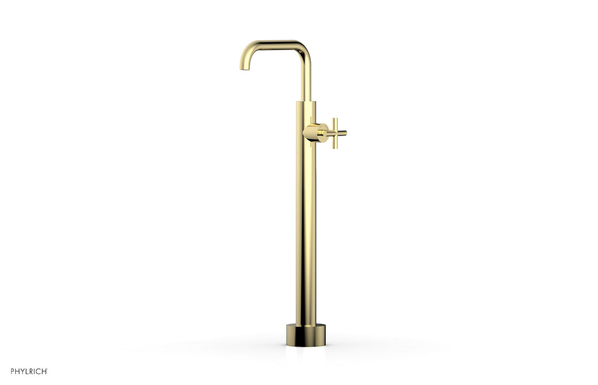 Phylrich 120-46-04-003 TRANSITION Low Floor Mount Tub Filler - Cross Handle 120-46-04 - Polished Brass