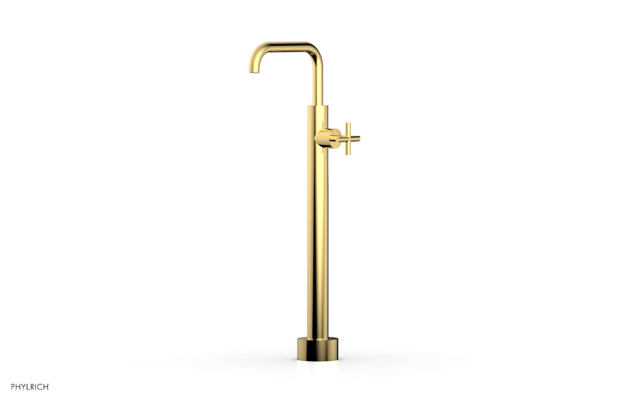 Phylrich 120-46-04-025 TRANSITION Low Floor Mount Tub Filler - Cross Handle 120-46-04 - Polished Gold