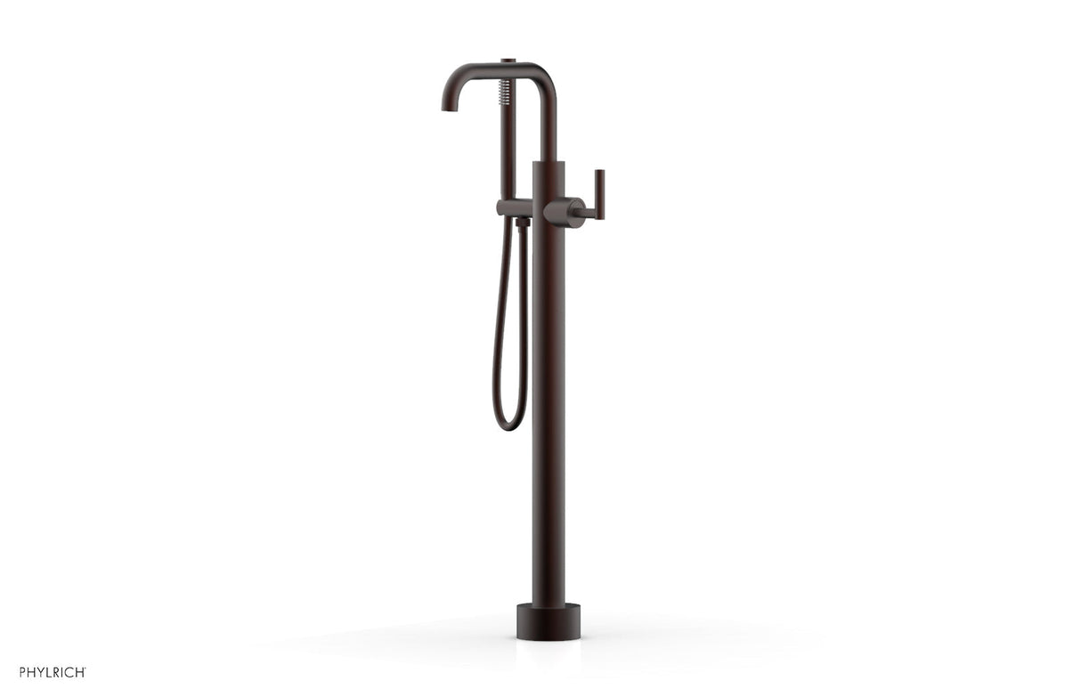 Phylrich 120-47-01-05W TRANSITION Tall Floor Mount Tub Filler - Lever Handle with Hand Shower 120-47-01 - Weathered Copper