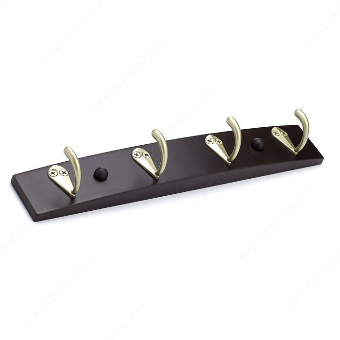 Richelieu T33451184 Utility Hook Rack - 334, Matte Nickel / Espresso, Espresso