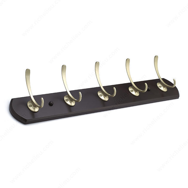 Richelieu T38551184 Transitional Hook Rack - 37, Matte Nickel / Espresso, Espresso