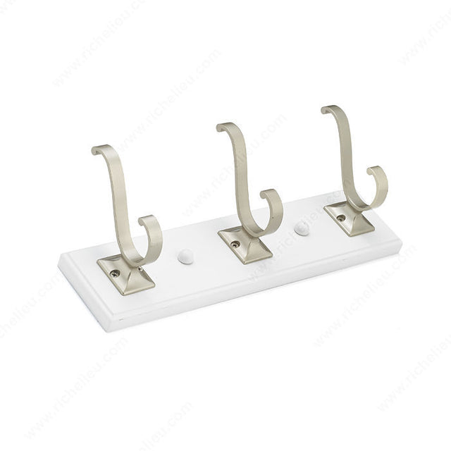 Richelieu T39201184 Transitional Hook Rack - 392, Matte Nickel / White, White