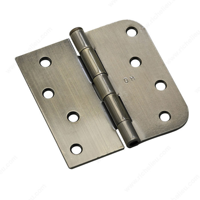 Onward 81822ABB 4" Full Mortise Combination Butt Hinge - 5/8" Radius, Antique Brass