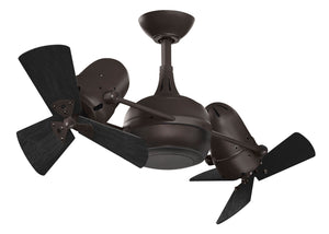 Matthews Fan DG-TB-WDBK Dagny 360° double-headed rotational ceiling fan in Textured Bronze finish with solid matte black wood blades.