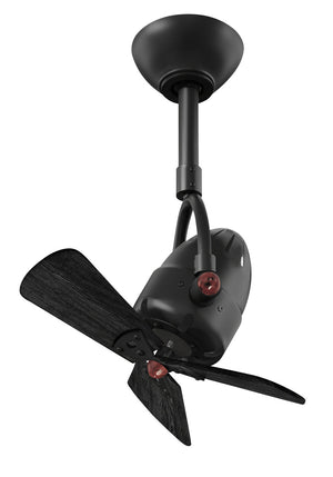 Matthews Fan DI-BK-WDBK Diane oscillating ceiling fan in Matte Black finish with solid matte black wood blades.