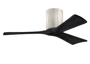 Matthews Fan IR3H-BW-BK-42 Irene-3H three-blade flush mount paddle fan in Barn Wood finish with 42” solid matte black wood blades. 