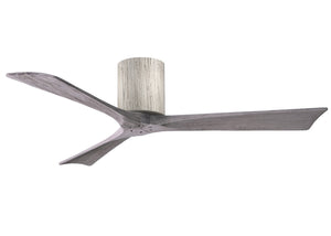 Matthews Fan IR3H-BW-BW-52 Irene-3H three-blade flush mount paddle fan in Barn Wood finish with 52” solid barn wood tone blades. 
