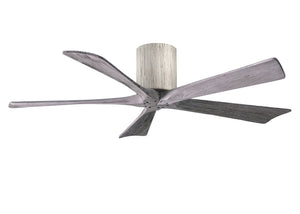 Matthews Fan IR5H-BW-BW-52 Irene-5H five-blade flush mount paddle fan in Barn Wood finish with 52” solid barn wood tone blades. 