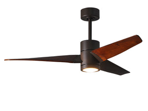 Matthews Fan SJ-TB-WN-52 Super Janet three-blade ceiling fan in Textured Bronze finish with 52” solid walnut tone blades and dimmable LED light kit 