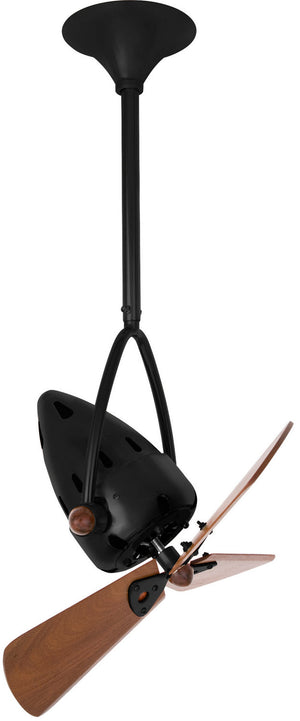 Matthews Fan JD-BK-WD Jarold Direcional ceiling fan in Matte Black finish with solid sustainable mahogany wood blades.