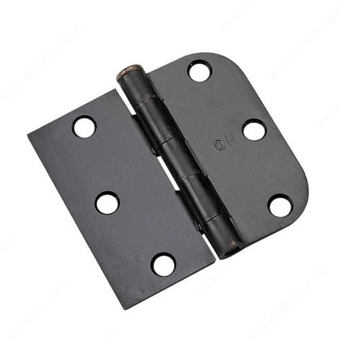 Richelieu 81820FBB 3" Full Mortise Combination Butt Hinge - 5/8" Radius, Black, Assembled, #9 x 3/4" flat head Phillips (included)