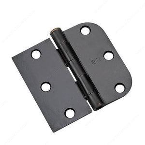Richelieu 81820FBB 3" Full Mortise Combination Butt Hinge - 5/8" Radius, Black, Assembled, #9 x 3/4" flat head Phillips (included)