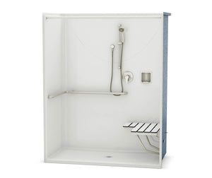 MAAX 106075-000-002-118 OPS-6030-RS ADA Compliant (with Seat) AcrylX Alcove Center Drain One-Piece Shower in White
