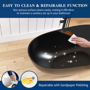 New England Home Goods Kilimanjaro 59" Freestanding Tub in Black - Stone Resin Solid Surface