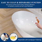 New England Home Goods 55" Modern Round Freestanding Bathtub – Deep Soaking Solid Surface Resin Stone Tub