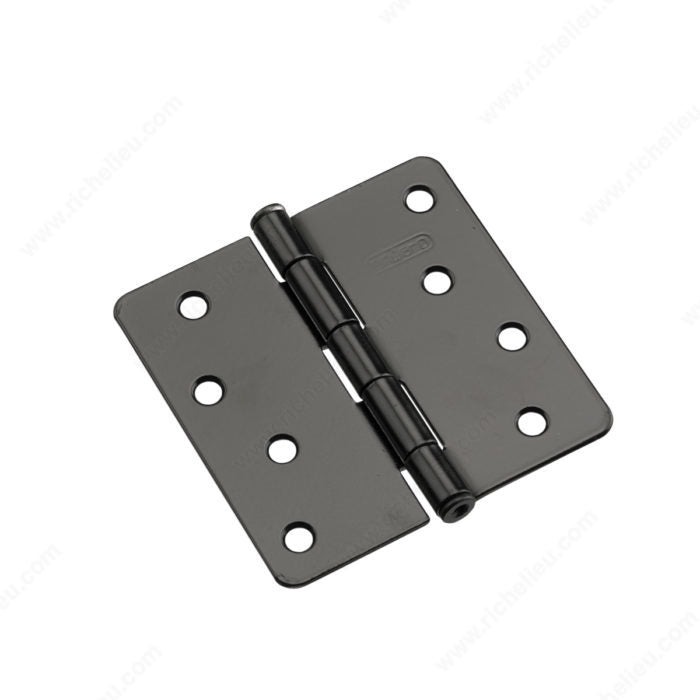 Richelieu 2822FBB 4" Full Mortise Butt Hinge - 1/4" Radius, Black
