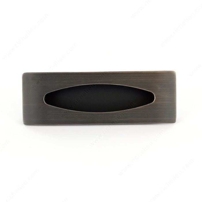 Richelieu BP87076BORB Modern Recessed Metal Pull - 870, Brushed Oil-Rubbed Bronze, 3 in, 3 21/32 in, 1 1/4 in