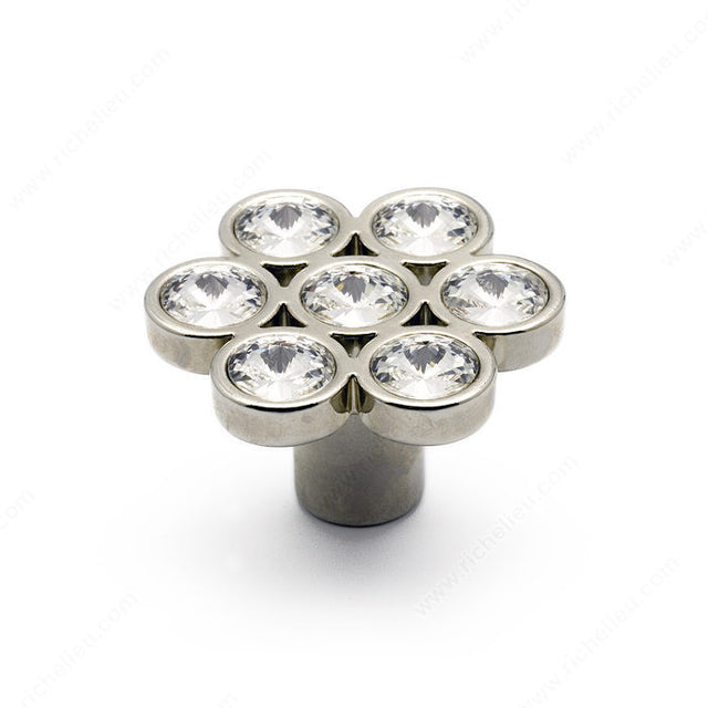 Richelieu 30774814011 Modern Swarovski Crystal & Metal Knob - 3077, Clear / Chrome