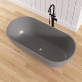 New England Home Goods 59" Solid Surface Freestanding Bathtub – Resin Stone Soaking Tub