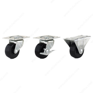 Maxwheels F25752 Black Rubber Casters for General Duty, Max. 209 lb, 2 15/16 in, 3 13/16 in, 1 9/32 in, Fixed, 11/32 in