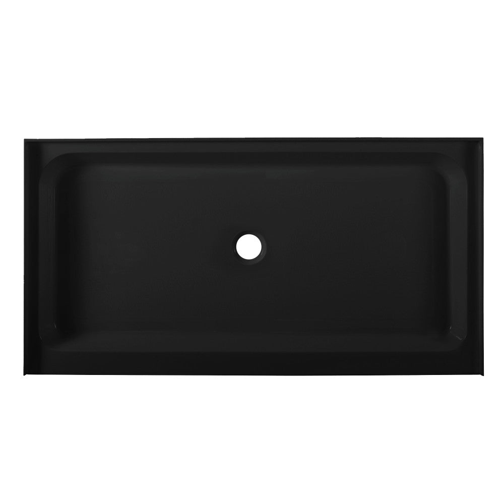 Voltaire 60 x 32 Acrylic Black, Single-Threshold, Center Drain, Shower Base