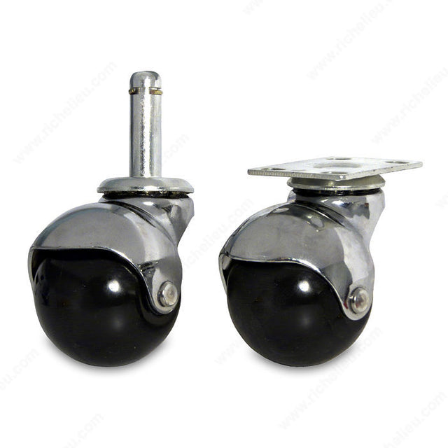 Richelieu F48406 Polyolefin Hooded Furniture Casters, 2 15/32 in, Friction Grip Stem, N/A