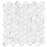 Anatolia Tile 1.25 Inch Bianco Venatino Honed Marble Stone Hexagon Mosaics. 1 Sheet = .95 Sq.Ft. 5001-0022-0 (76-371) Bianco Venatino Hexagon 1.25" Honed - premium natural stone mosaic tile from Anatolia Tile, available at PoshHaus showroom in Keene, NH