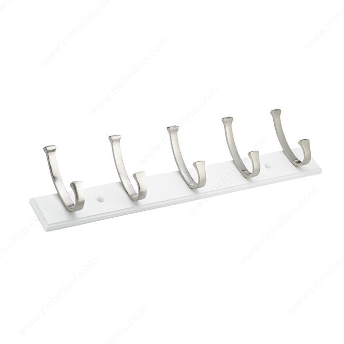 Richelieu RH111211530195 Modern Hook Rack - 1112, White / Brushed Nickel, White