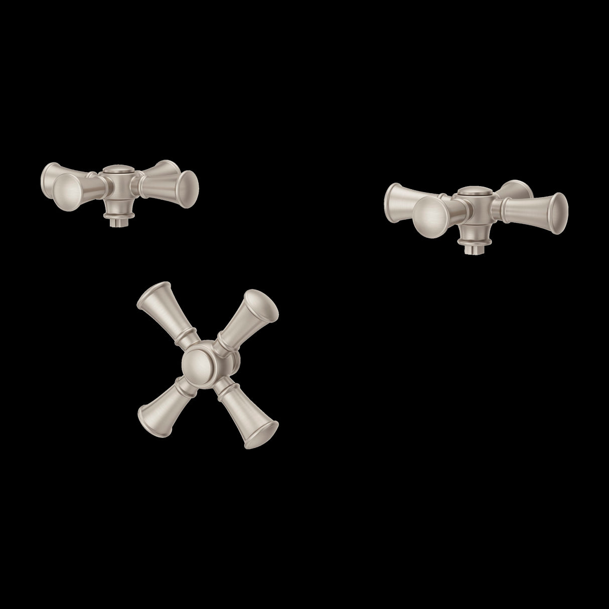 Tisbury 3-Handle Tub Filler Cross Handle Kit in Brushed Nickel