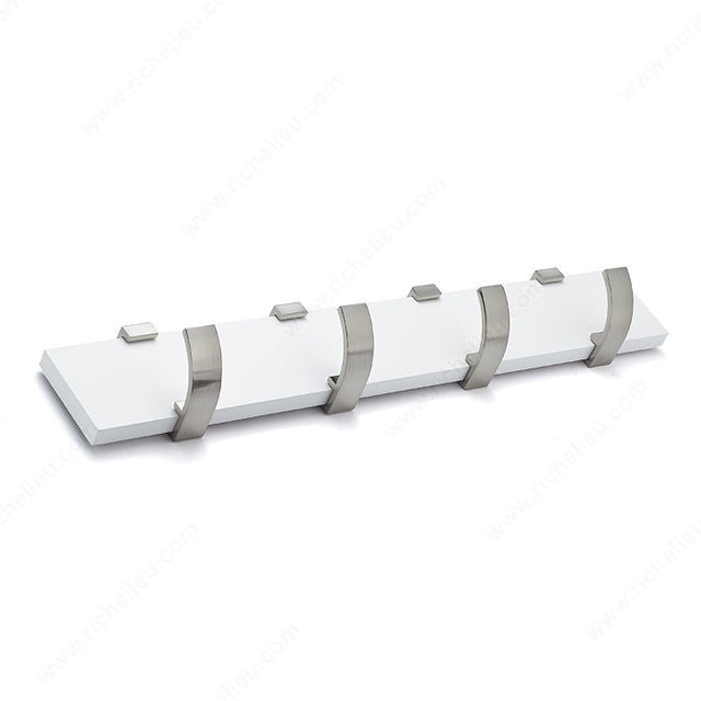 Richelieu RH118211430195 Modern Hook Rack - 1182, White / Brushed Nickel, White