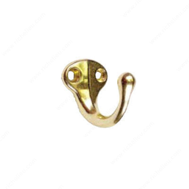 Richelieu 581A3 1 1/2 in (38.1 mm) Single Utility Hook - 581A92, Satin Brass