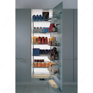 Richelieu WEBKIT1000278 Tandem Depot Sliding Basket System, Chrome / Maple, Min. 16 1/4 in, Min. 43 1/4 in