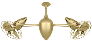 Matthews Fan AR-BRBR-MTL Ar Ruthiane 360° dual headed rotational ceiling fan in brushed brass finish with metal blades.