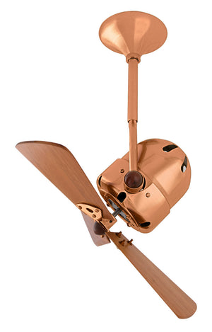 Matthews Fan BD-BRCP-WD Bianca Direcional ceiling fan in Brushed Copper finish with solid sustainable mahogany wood blades.