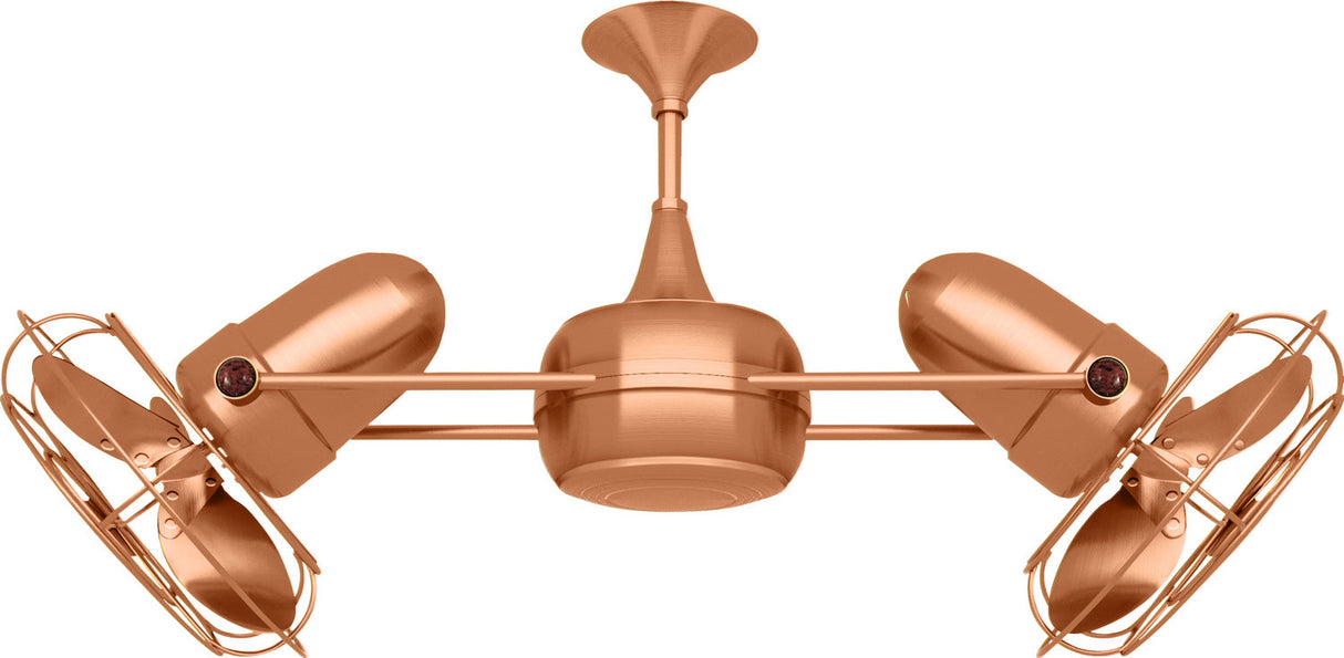 Matthews Fan DD-BRCP-MTL Duplo Dinamico 360” rotational dual head ceiling fan in Brushed Copper finish with Metal blades.