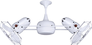 Matthews Fan DD-WH-MTL Duplo Dinamico 360” rotational dual head ceiling fan in Gloss White finish with metal blades.