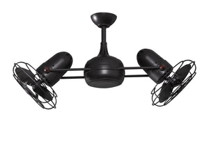 Matthews Fan DG-BK-MTL Dagny 360° double-headed rotational ceiling fan in Matte Black finish with metal blades.