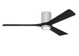 Matthews Fan IR3HLK-BW-BK-60 Irene-3HLK three-blade flush mount paddle fan in Barn Wood finish with 60” solid matte black wood blades and integrated LED light kit.