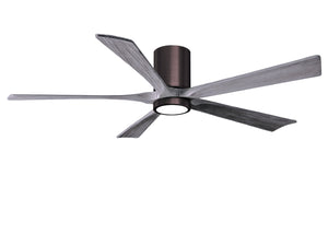 Matthews Fan IR5HLK-BB-BW-60 IR5HLK five-blade flush mount paddle fan in Brushed Bronze finish with 60” solid barn wood tone blades and integrated LED light kit.