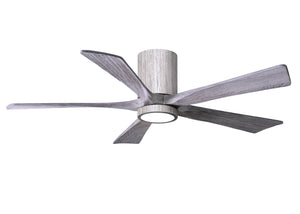 Matthews Fan IR5HLK-BW-BW-52 IR5HLK five-blade flush mount paddle fan in Barn Wood finish with 52” solid barn wood tone blades and integrated LED light kit.