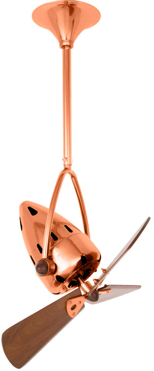 Matthews Fan JD-BRCP-WD Jarold Direcional ceiling fan in Brushed Copper finish with solid sustainable mahogany wood blades.