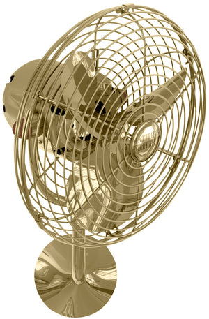 Matthews Fan MP-PB-MTL Michelle Parede vintage style wall fan in polished brass finish.