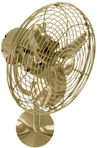 Matthews Fan MP-PB-MTL Michelle Parede vintage style wall fan in polished brass finish.