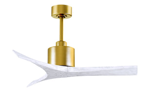 Matthews Fan MW-BRBR-MWH-42 Mollywood 6-speed contemporary ceiling fan in Brushed Brass finish with 42” solid matte white wood blades