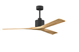 Matthews Fan NK-BK-LM-60 Nan 6-speed ceiling fan in Matte Black finish with 60” solid light maple tone wood blades