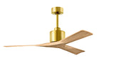 Matthews Fan NK-BRBR-LM-52 Nan 6-speed ceiling fan in Brushed Brass finish with 52” solid light maple tone wood blades